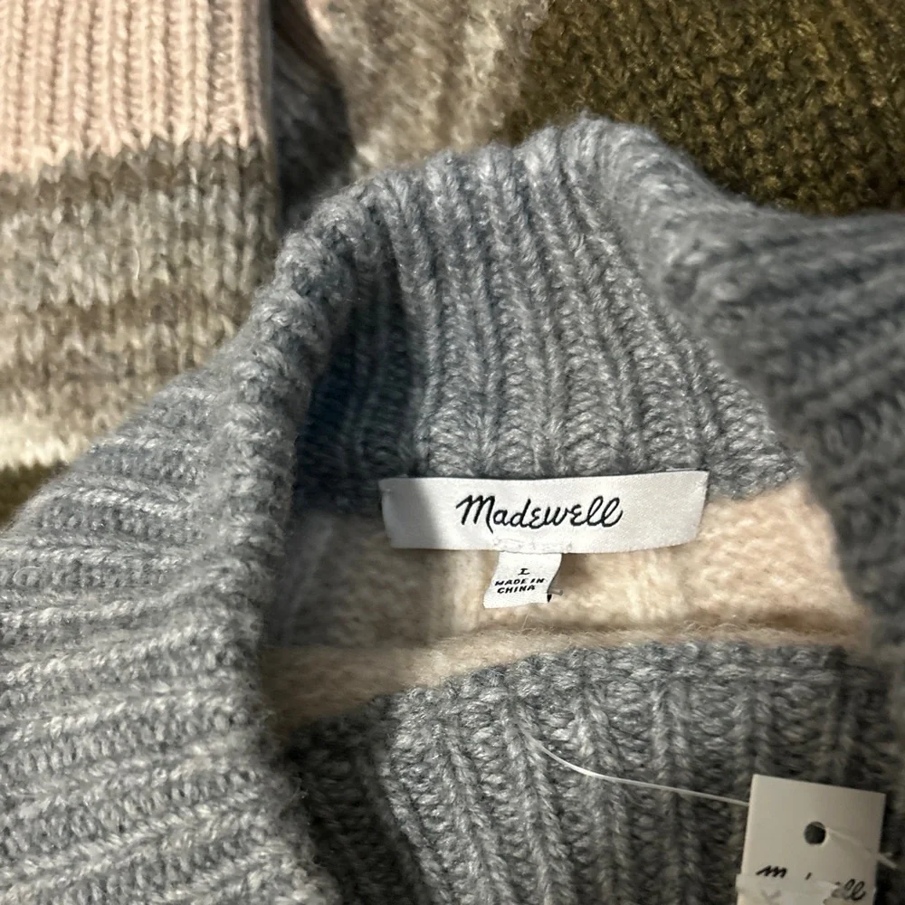 ✨SOLD✨ MADEWELL Deacon Cableknit Mockneck Sweater in Stripe - Size L NWT - Picture 13 of 16